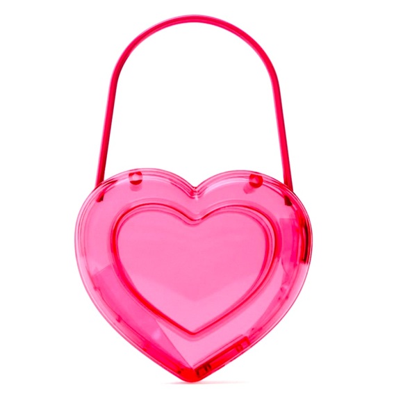 Zara Barbie pink heart shaped clear box bag SZ M , 2023 fits plus cell - Picture 9 of 11
